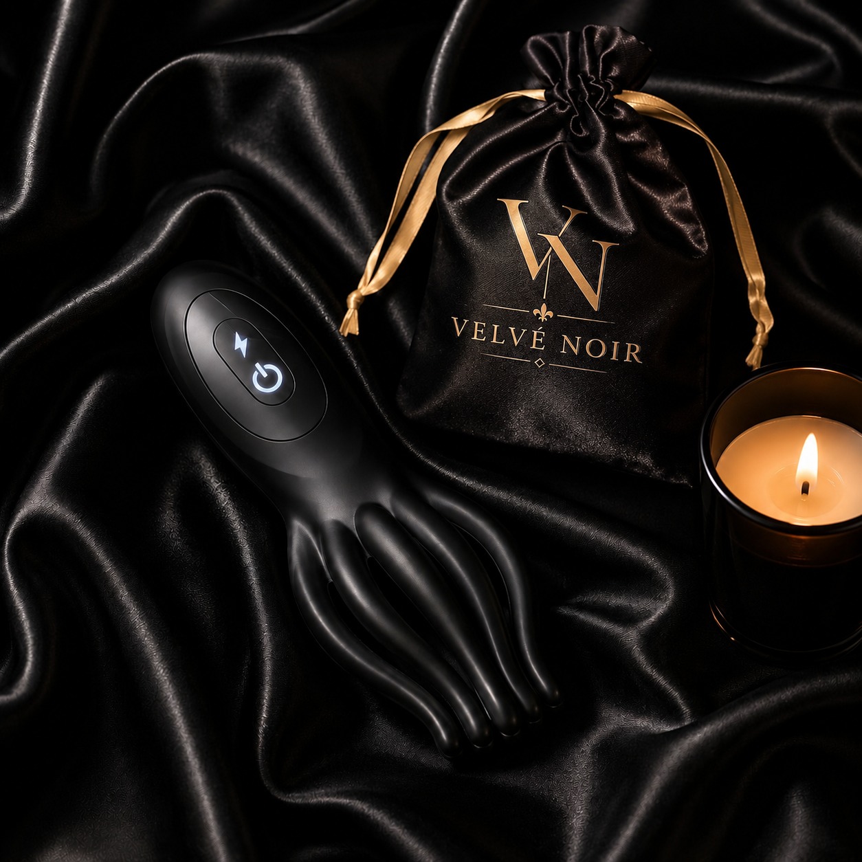 Rechargeable vibrating ring with EMS stimulation, black body-safe silicone, USB-C rechargeable